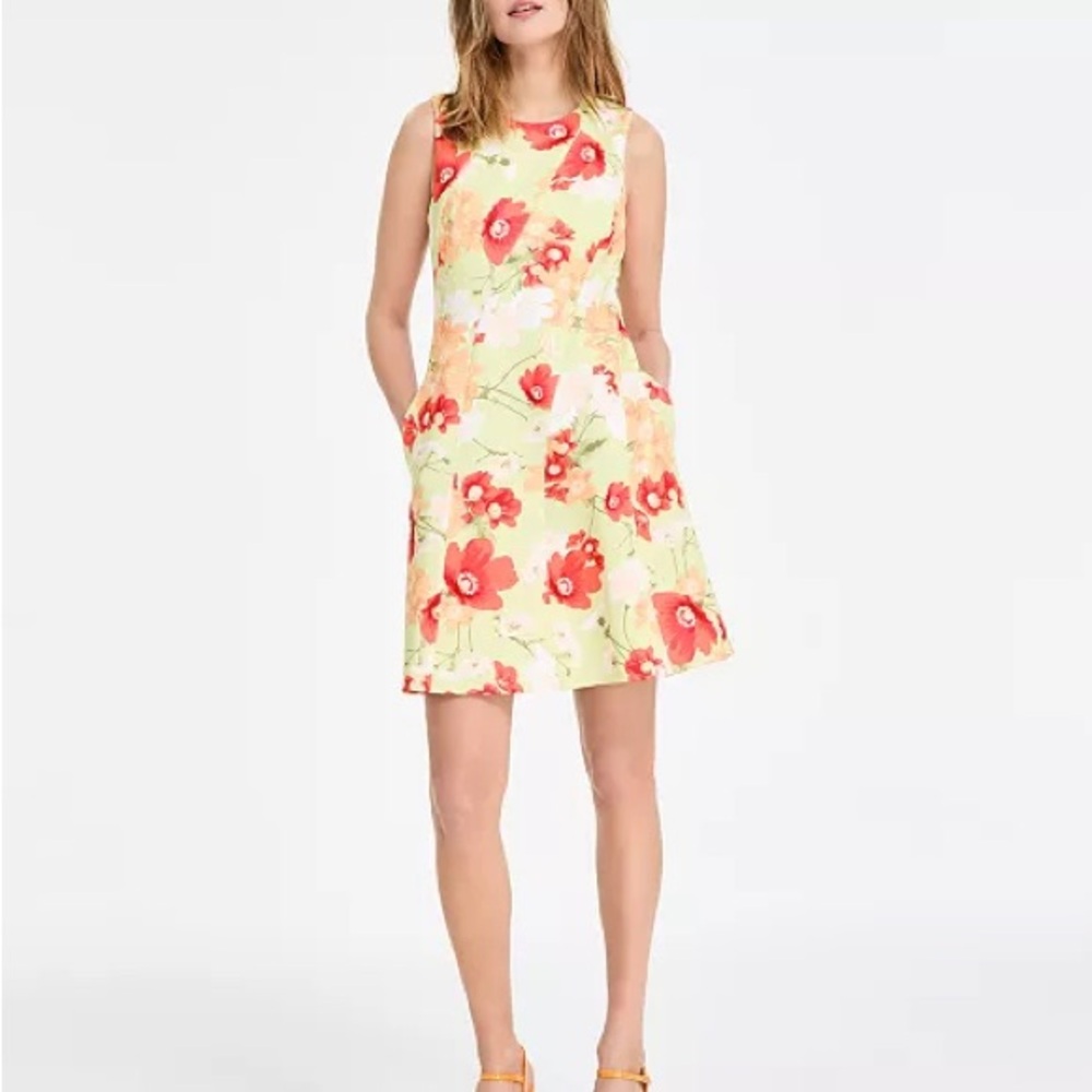 Vince Camuto Red and Cream Floral Mini Dress